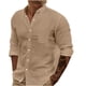thumbnail image 2 of pstuiky camisas de hombre de manga larga, Camisa de negocios informal de manga larga con botones y cuello vuelto de color entero para hombre Tops casuales para hombres m, 2 of 6