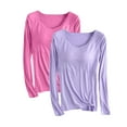 thumbnail image 1 of Pijama de manga larga para mujer, ropa de casa de color con almohadillas para el pecho, camiseta de manga larga, cómoda base para uso externo, pijama de modal de cuello redondo para mujer., 1 of 2