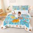 thumbnail image 3 of Homewish Lovely Dino Full Size Comforter Sets,Blue Plaid Animal Bedding Comforter Set,Colorful Stars Reversible,3 Pieces,1 Comforter and 2 Pillowcases, 3 of 7