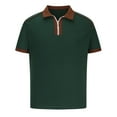 thumbnail image 4 of Honeeladyy Zipper Shirts for Men Short Sleeve Solid Color Slim Fit Basic Workout Sports Golf Lapel Tee Tops Birthday Gifts for Boyfriend Green M, 4 of 6