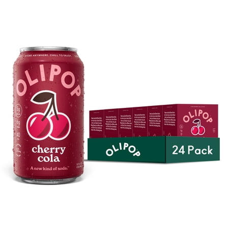 (6 pack) OLIPOP Prebiotic Soda, Cherry Cola, 12 fl oz, 24 Pack, Pantry Packs