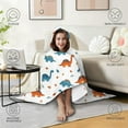 thumbnail image 4 of Wearable Blanket,White Dinosaurs Flowers Leaves Pattern Hooded Wearable Flannel Blanket for Adults & Teens,Winter Poncho Shawl Wrap Cape Cozy Anti-Pill,60"x80", 4 of 5