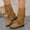 #377-Brown, variant on Woman's Western Boots, Fashion Casual Winter Design with Solid Color Vintage Style, Versatile Fringed Mid-Calf Mid-Heel Tall Shaft for Daily Wear and Country Outfits