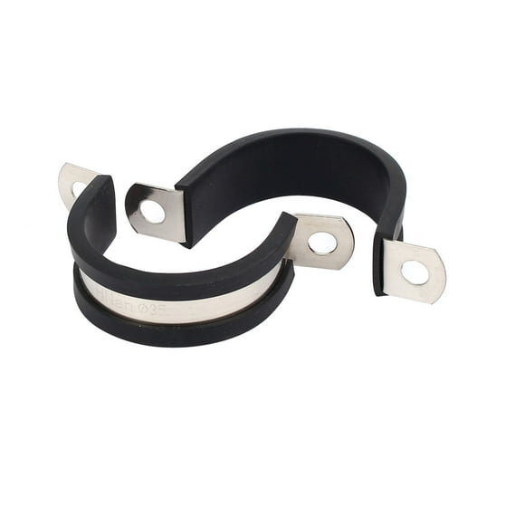 Unique Bargains 35mm Dia EPDM Rubber Lined U Shaped Pipe Tube Wire Clamps Clips 2pcs