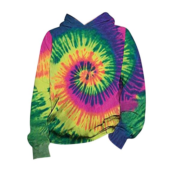 JHLZHS Youth Hoodie Spring and Autumn New Children's Tie Dye 3D Printed Hoodie Pullover Sweatshirt Long Sleeve Pocket Long Sleeve Hoodie Kids Christmas Sweatshirts Girls