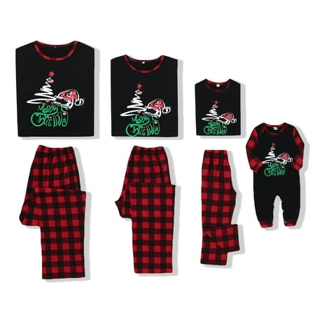 

Saeaby Family Pajamas Christmas Matching Set Christmas Sleepwear Holiday Pajamas Long Sleeve Pajamas Sets for Family Size Baby-Kids-Adult Unisex Black