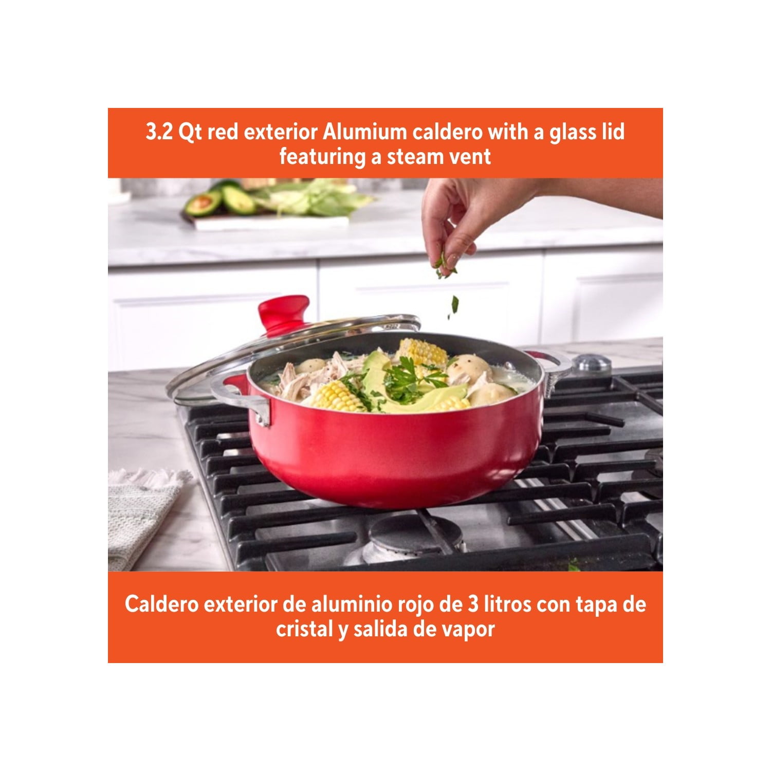 IMUSA Ceramic 3.2 Quart Red Caldero