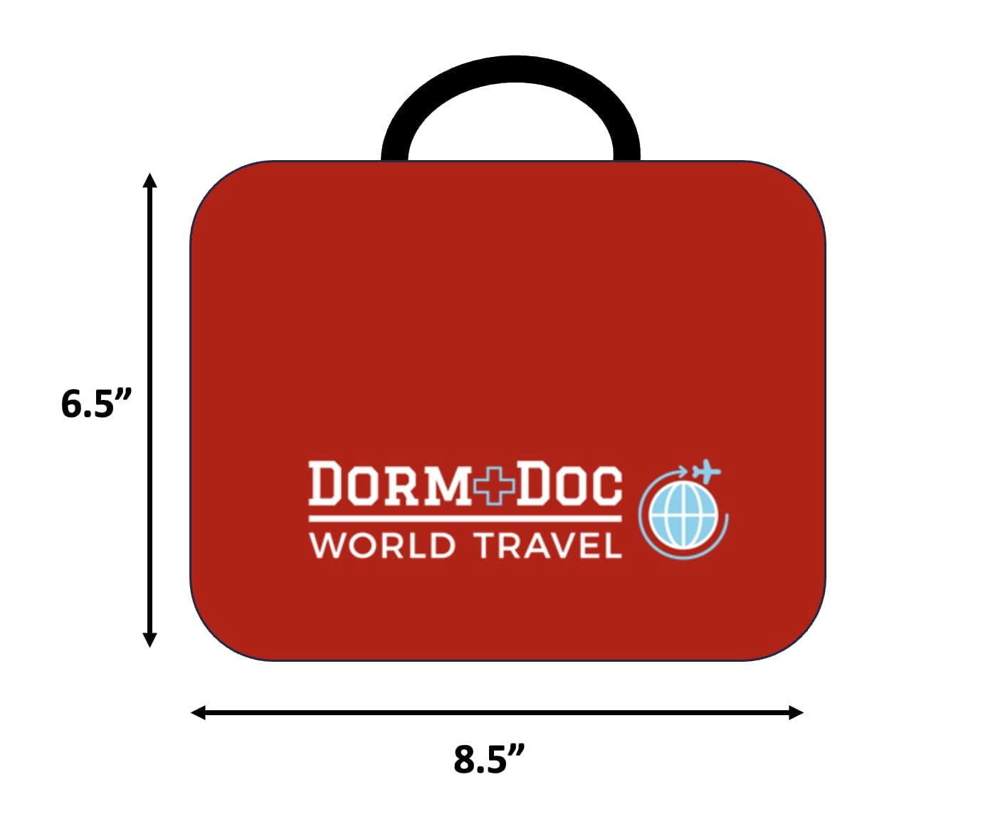 DormDoc World Travel 200 Piece Emergency First Aid Kit for College Students - Dorm Room Foreign Study Kit with OTC Medicines and Bandages for School, Sports, Vehicle and Travel (Red)