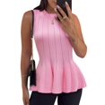 thumbnail image 3 of Sleeveless Knit Tops Slim Fit Ribbed Peplum Sweater Vest, 3 of 7