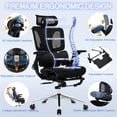thumbnail image 5 of Czlolo High Back Ergonomic Mesh Office Chair with Footrest, 4D Armrests, Adjustable Lumbar Support, Black, 5 of 10