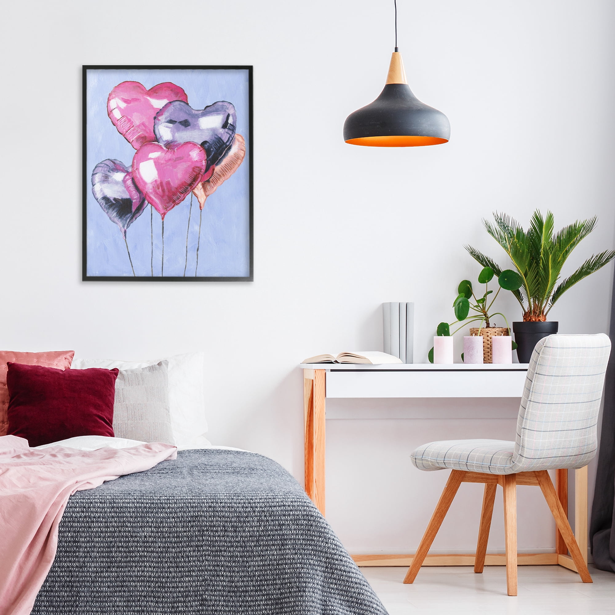 Stupell Industries Heart Balloons Celebration Black Framed Giclee Art, design by Michael Willett