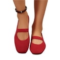 thumbnail image 3 of Willtoo Women Solid Suede Flats Ankle Strap Slip on Casual Shoes 2025 Square Toe Low Heels Vintage Fashionable Breathable Comfortable Slip Resistant Office Travel Walking Dancing Shoes Red, 3 of 6