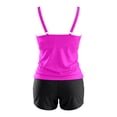 thumbnail image 5 of FASHOFT Plus Size Swimsuit for Women Tummy Control 2 Piece Tankini Bathing Suit V Neck Tankini Top with Floral Shorts Beach Poor Swimwear Hot Pink 20W, 5 of 5