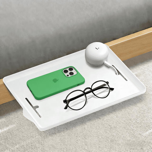 Bunk Bed Bedside Tray - Floating Nightstand with Cable Management, White Dorm Room Essential for Top Bunk/Bedrooms