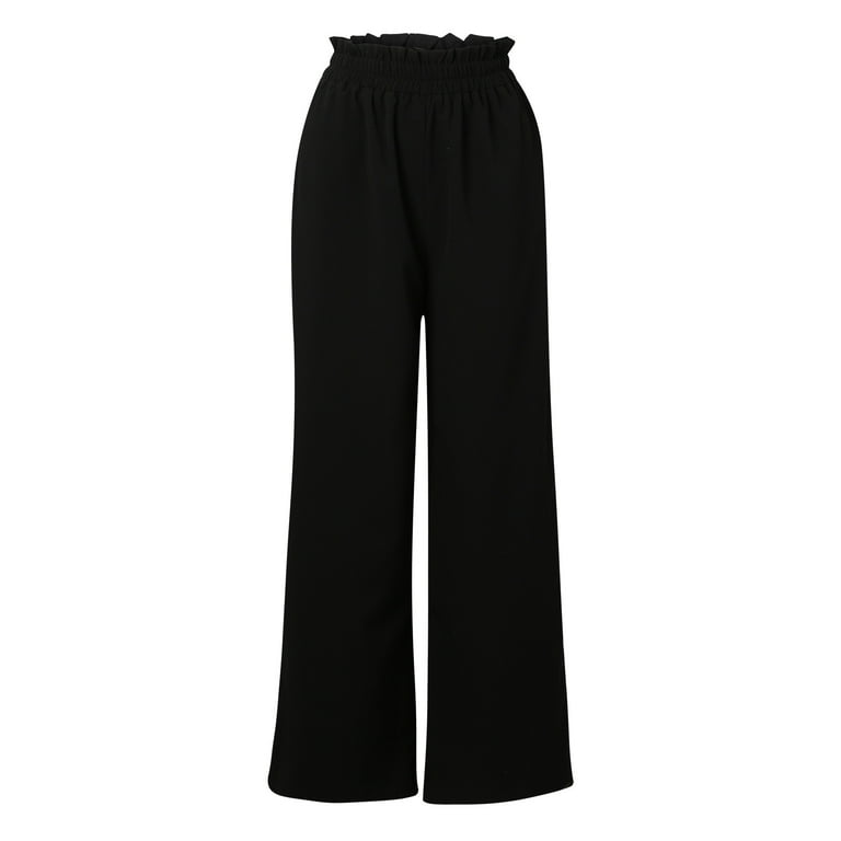 Leesechin Black Pants for Women Casual Solid Linen