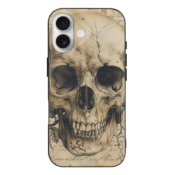 Cool Skull Flower Vintage Black TPU Case for iPhone 17 Slim Shockproof Protective Phone Cover