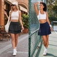 thumbnail image 6 of Women's Pleated Tennis Skirt Double Ruffle Golf Skirts for Women Skort with Pockets Tummy Control Athletic, 6 of 6