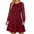 thumbnail image 3 of TaTaai Women's Glitter Long Sleeve A-Line Dress with Sparkly Finish, Flattering Silhouette, and Party Ready Style Gift, 3 of 6