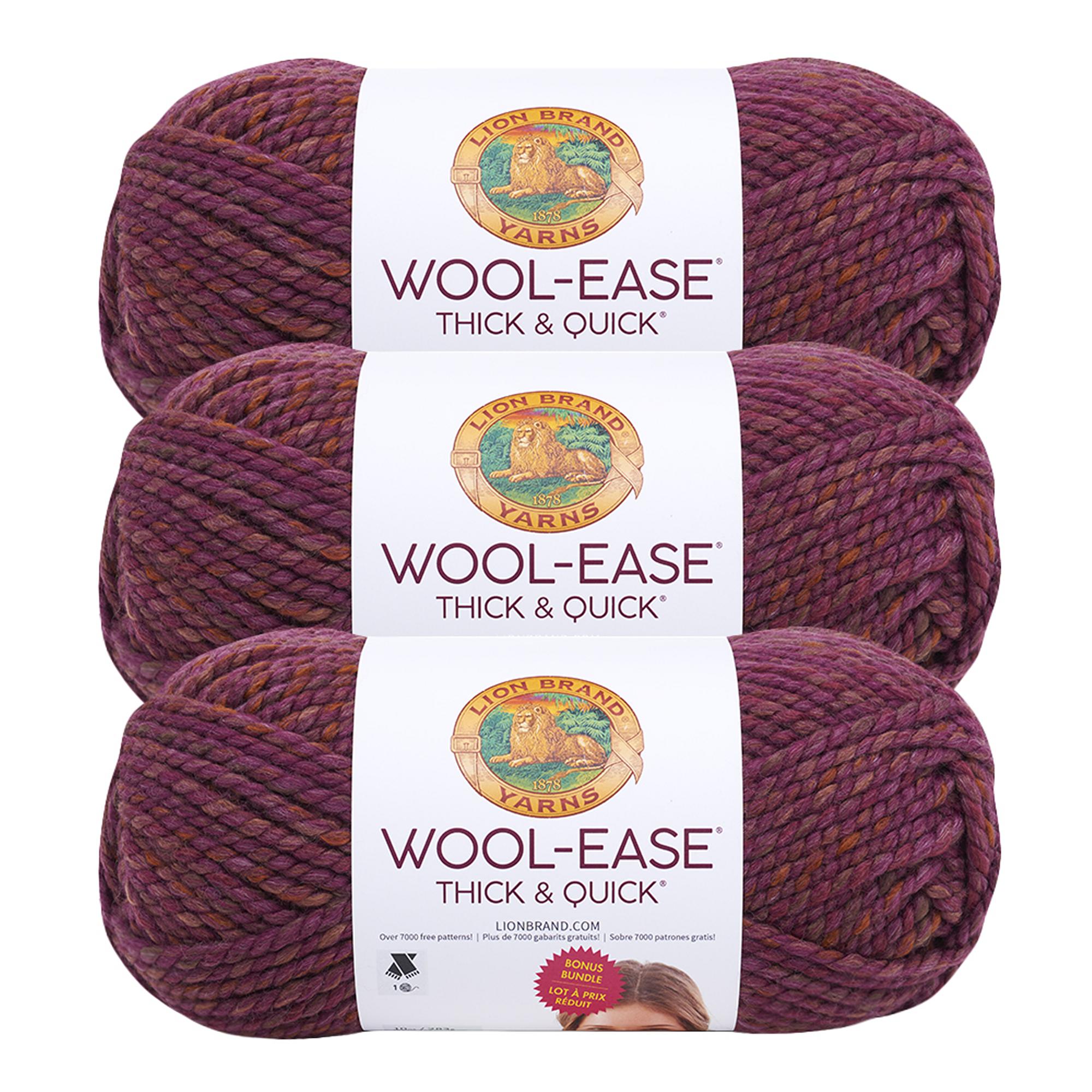 Lion Brand Yarn WoolEase Thick and Quick Bonus Bundle Crushed Violets Classic Super Bulky