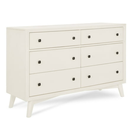 UPC: 0811048039897 | Evolur Loft Antilia Mid Century Double Dresser Vanilla Bean 6 Spacious Drawers