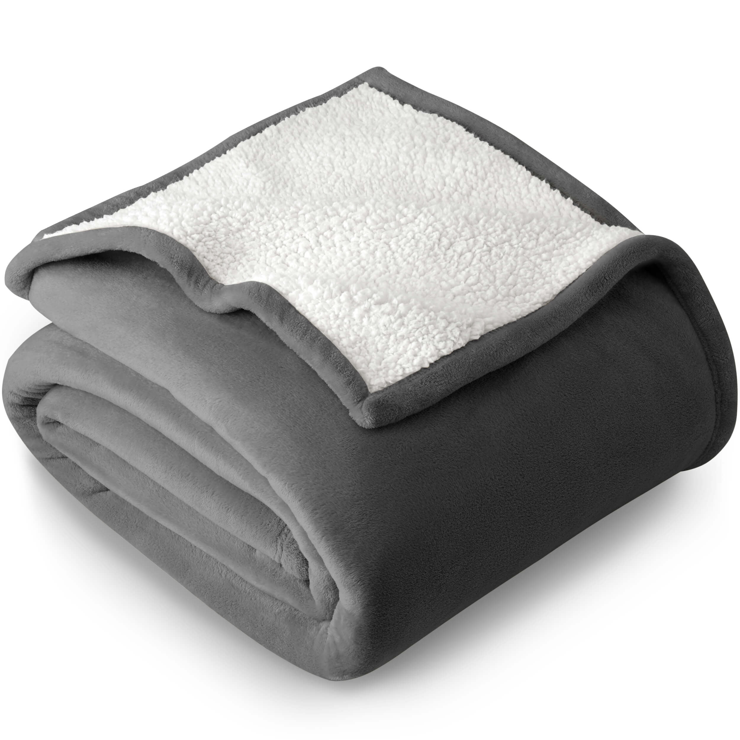 Bare Home Reversible Sherpa to Plush Bed Blanket (Twin/Twin XL, Gray)