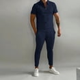 thumbnail image 4 of Camisa casual de manga larga con cuello de algodón puro para hombres de Europa y Estados Unidos, moda retro de otoño, vacaciones, dos conjuntos, 4 of 5