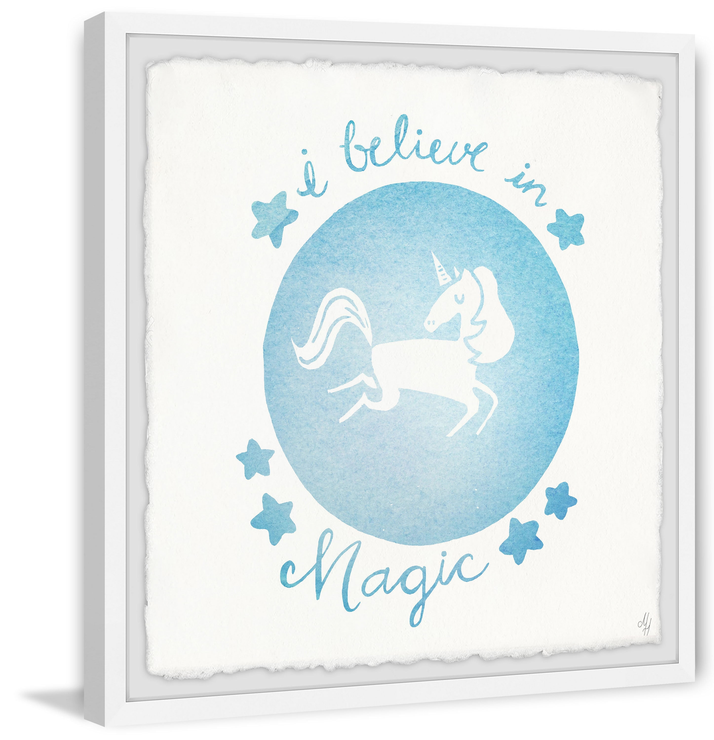 Marmont Hill Blue Unicorn Crystal Ball Framed Wall Art