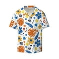 thumbnail image 4 of Uemuo Flower Pattern Cotton Linen Short Sleeve Shirts,Casual Lightweight Button Down Shirts,Vacation Beach Summer Tops-, 4 of 7