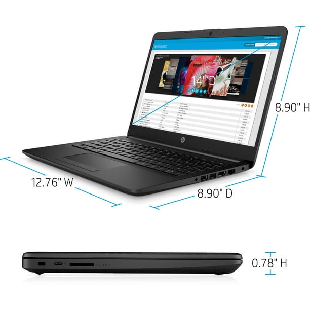 HP - 14" Laptop - AMD Athlon - 4GB Memory - 128GB SSD Jet Black 14-dk1013dx