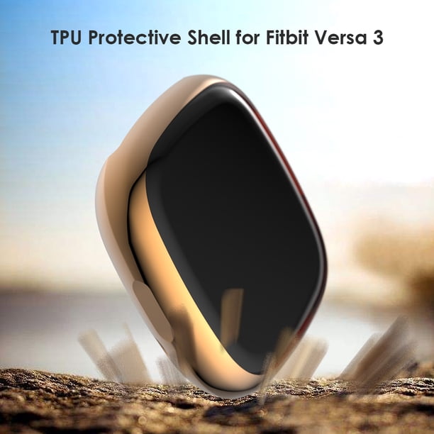 Marco de TPU para Fitbit Versa 3/Fitbit Sense Watch Bumper Shell (oro rosa)