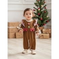 thumbnail image 3 of Rovasas Christmas Infant Baby Girl Romper Gingerbread Man Crew Neck Ruffle Long Sleeve Contrast Color Fall Jumpsuit, 3 of 9