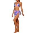 thumbnail image 4 of INSPIRAR CHIC Conjuntos de Bikini de 3 Piezas con Tie Dye para Mujeres, Trajes de Baño Halter de Triángulo con Sarong y Falda de Playa, Traje de Baño Talla X-Small Rosa Azul, 4 of 5