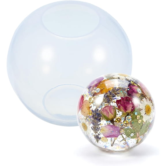 4 inch Large Sphere Resin Mold Silicone Sphere Mold 3D Seamless Silicone Ball Molds for Resin Art Epoxy Resins Candle Soap Bath Bomb Cement Plaster DIY Crafts Flower Keepsakes Home Decor