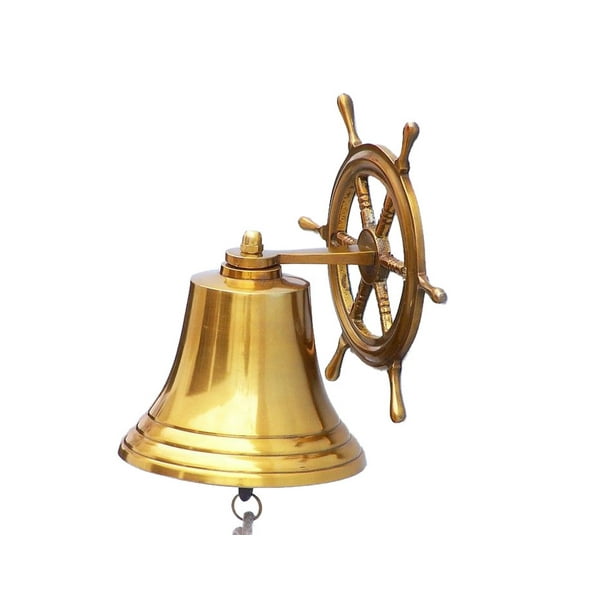 Ship Wheel Brass Bell 6" Nautical Brass Bell Brass Nautical Bell