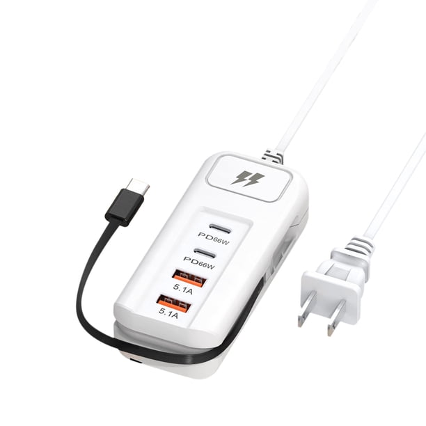 Cargador Multifuncional Usb a Usb C Equipado con 2 Puertos Pd Y 2 Puertos Usb, Adecuado para la Carga Rápida de Dispositivos Ios Y Android Cargador Tipo C Carga Rápida