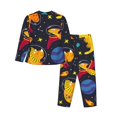 thumbnail image 2 of Disketp Pajamas Set Long Sleeve Sleepwear Womens Button Down Nightwear Pj Sets-Dinosaurs In Space, 2 of 9