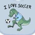 thumbnail image 4 of Inktastic I Love Soccer-Dinosaur in Blue Boys or Girls Baby Bib, 4 of 4