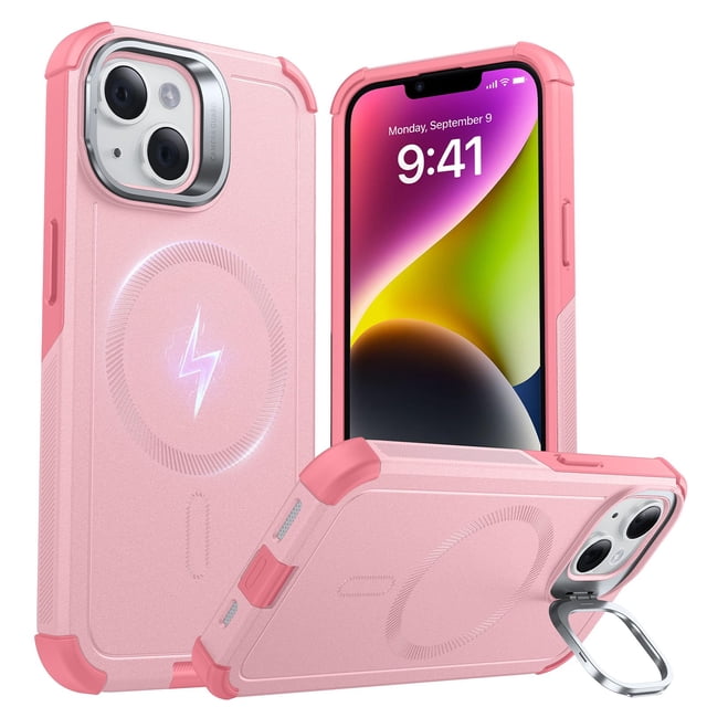 Funda de teléfono ESR Cyber Series con soporte para iPhone 13/14, color rosa