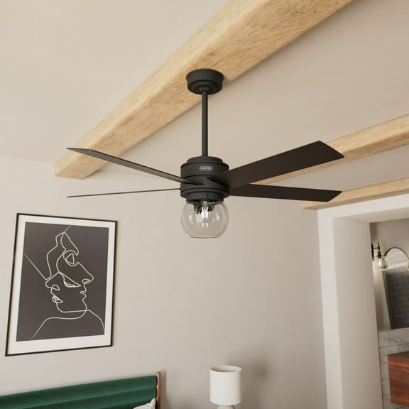 Hunter - Xidane Indoor Ceiling Fan With Light, Remote, 52-inch, Matte Black, Casual-style, 3-speed WhisperWind Motor, 52655, for Living Rooms, Bedrooms