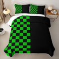 thumbnail image 2 of Meiyoeat Vibrant Checkerboard Pattern Bed Spread Queen,Retro Chess Print Queen Coverlet Set,Green Black, 2 of 7