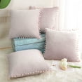 thumbnail image 4 of Unique Bargains Velvet Pillow Cover with Poms for Sofa 4PCS Pale Pink 18" x 18", 4 of 8