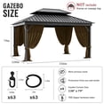 thumbnail image 2 of Pakunoda 11.5' X 6.5' Gazebo Universal Replacement Privacy 4-Panel Curtains, Waterproof Outdoor Curtains Chococlate Sidewall with Zipper for Patio Garden Backyard 10' X 13' Gazebo, Curtain Only, 2 of 8