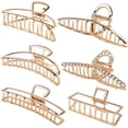 thumbnail image 1 of Apuakthei Paquete de 6 pinzas grandes de metal para el cabello – Pinzas para el cabello doradas antideslizantes grandes de 4 pulgadas, pinzas para el cabello de mandíbula perfectas para mujeres y más, 1 of 7