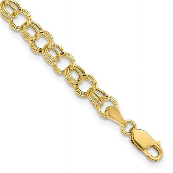 Primal Gold 14 Karat Yellow Gold Hollow Double Link Charm Bracelet