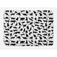 thumbnail image 1 of Cat Lover Bath Mat, Black Silhouettes of Cats in Different Poses Scratching Stretching and Playing, Plush Bathroom Decor Mat with Non Slip Backing, 29.5" X 17.5", Black White, by Ambesonne, 1 of 2