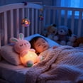 thumbnail image 4 of Easter Pink Bunny Interactive Plush Toy with Breathing Motion & Glowing Night Light Soft Stuffed Animal Soothing Companion Cuddly Toy Hug Doll for Bedtime Sensory Play Kids, 4 of 5