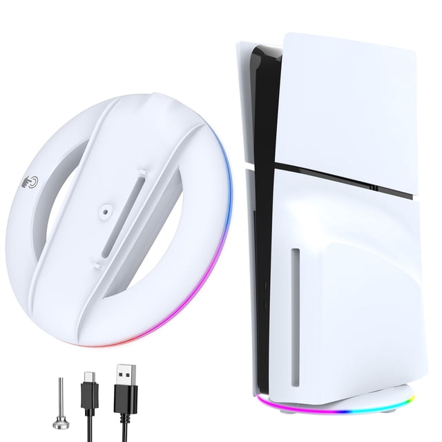 Soporte vertical para la consola PS5 Slim Disc y Digital Edition con 14 modos de iluminación LED, base RGB de repuesto para Playstation 5 Slim