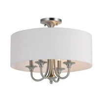 Maxim  Bongo 4-Light Semi-Flush Mount Satin Nickel - White Linen - 14.5in. Height 18in. Length 18in. Width 9.98 lbs
