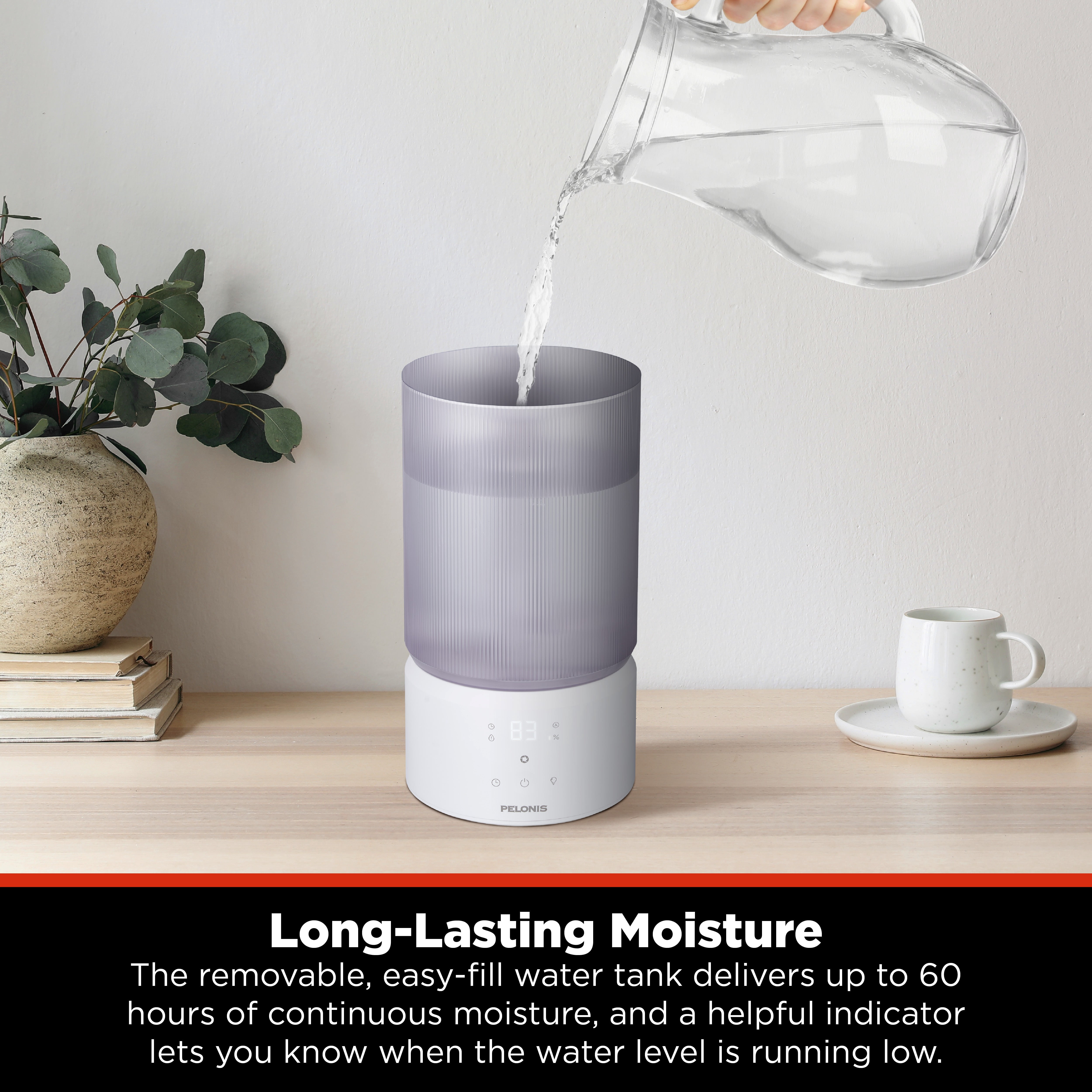 Pelonis 1-Gallon Cool Mist Ultrasonic Humidifier, Black