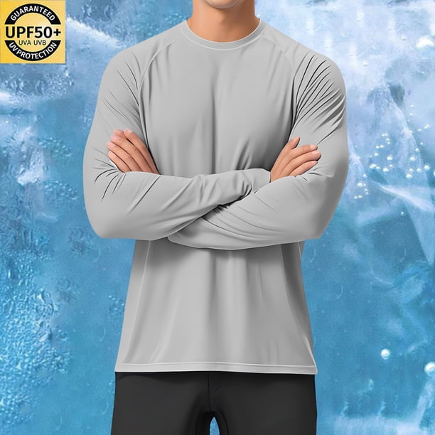 pstuiky camisas de manga larga para hombre, Protector solar de color sólido para hombre, transpirable, de manga larga. salir tops l